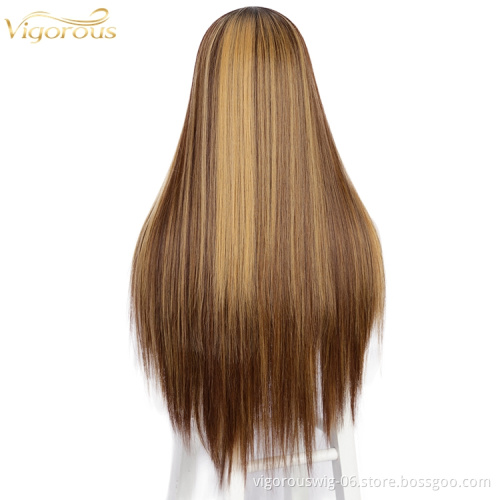 Lace Front Wig for Black Women highlight Honey Blonde Futura Fiber Synthetic wigs Heat Resistant Free Parting
